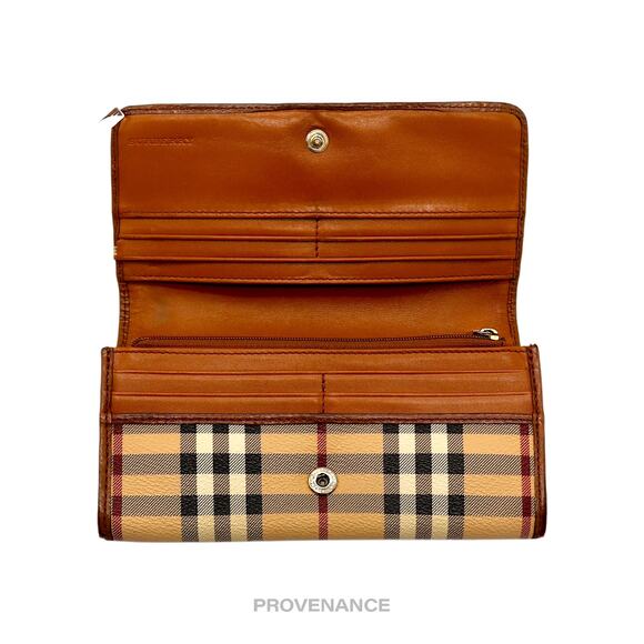 🔴 Burberry Long Snap Wallet - Haymarket Check Brown - Picture 5 of 10